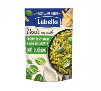 Lubella Danie na ciepło – Świderki ze szpinakiem w sosie śmietanowym